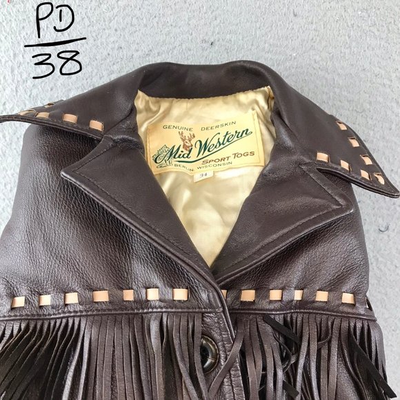 Vintage 50s 60s Mid-Western Sports Togs Deerskin Fringed Jacket size 34 - Picture 4 of 8